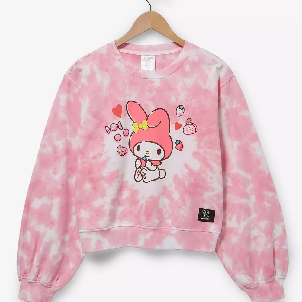 Sanrio My Melody Strawberry Heart Tie-Dye Cropped Women’s Crewneck